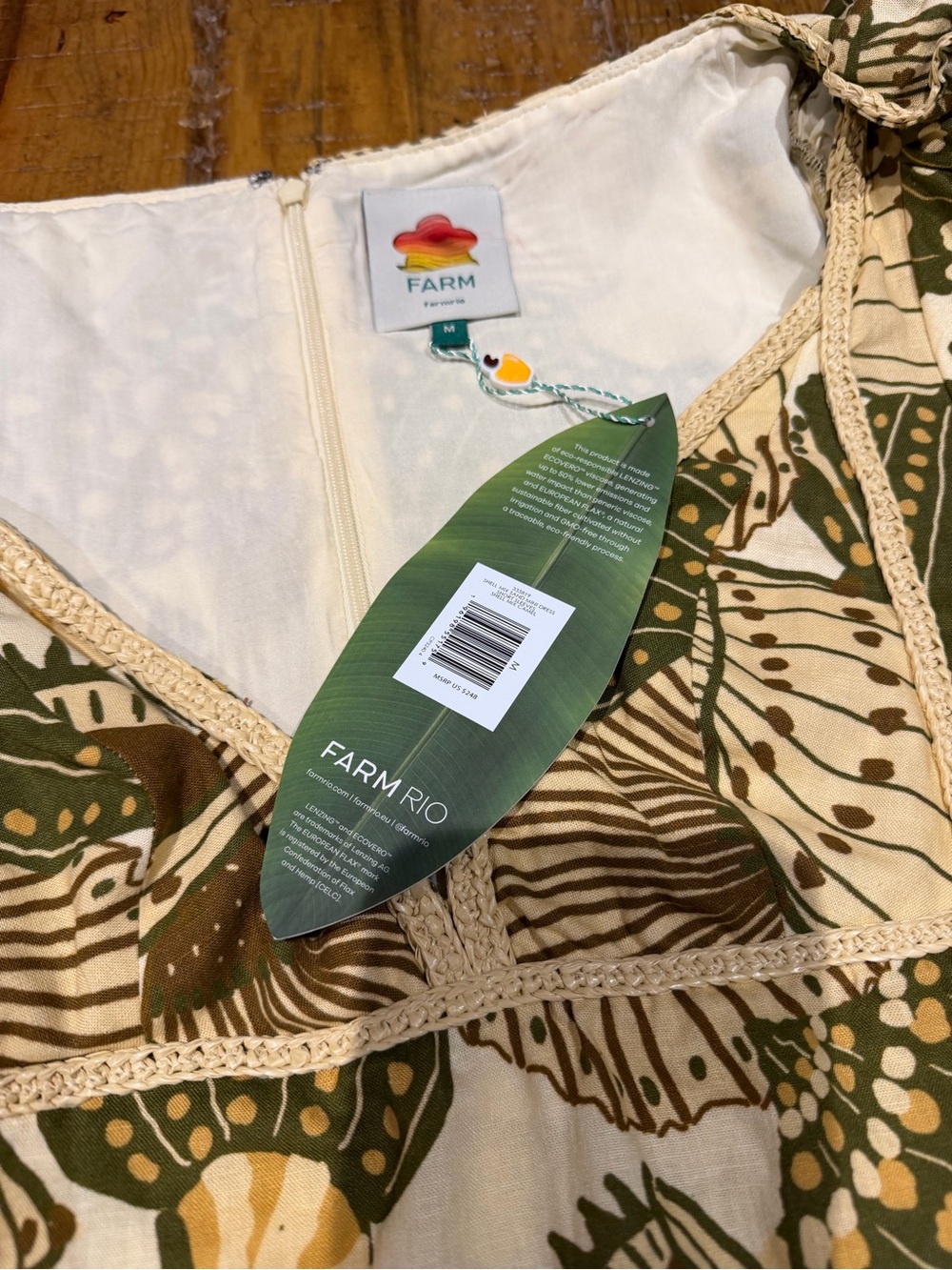 FARM Rio Olive & Cream Botanical Puff-Sleeve Mini Skirt - Picture 6 of 8